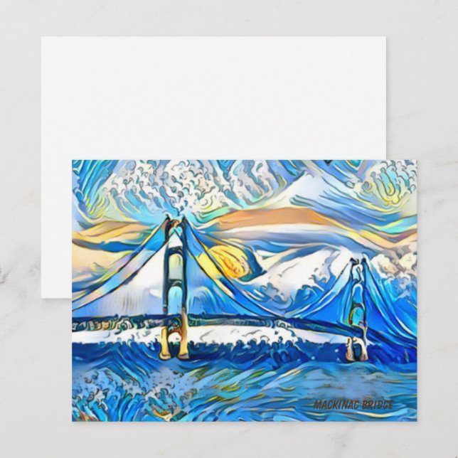 Cartão Postal De Convite Placa de Posto da ponte Mackinac (Frente/Verso)