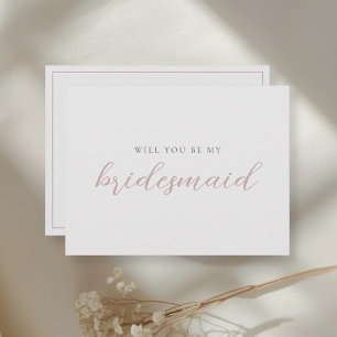 Cartão Postal De Convite Placa de Proposta de Bridesmaid para Caligrafia Ro