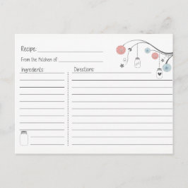 Cartão Postal De Convite Placa de Receita da Árvore Mason Jar