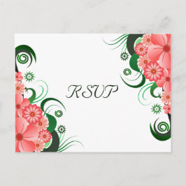 Cartão Postal De Convite Placa de resposta Elegante RSVP de Hibiscus Rosa F