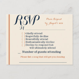 Cartão Postal De Convite Placa RSVP