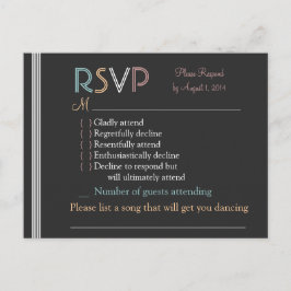 Cartão Postal De Convite Placa RSVP