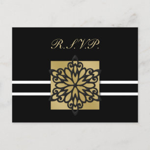 Cartão Postal De Convite placa rsvp de casamento no inverno preto