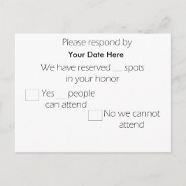 Cartão Postal De Convite Placa RSVP de Placa Postada Longa