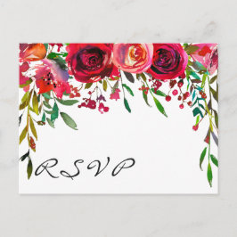 Cartão Postal De Convite Placa RSVP de Rosa vermelha Simples Moderna