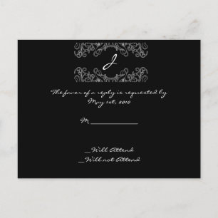 Cartão Postal De Convite Placa RSVP Floral Flourish