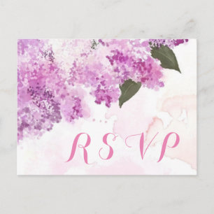 Cartão Postal De Convite Placa RSVP Personalizada Lilacs