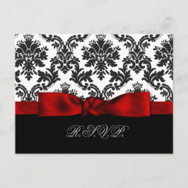Cartão Postal De Convite placas rsvp de casamento tema damasco vermelho