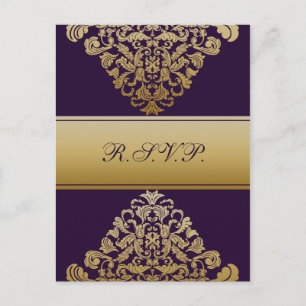 Cartão Postal De Convite placas RSVP de elegância roxa