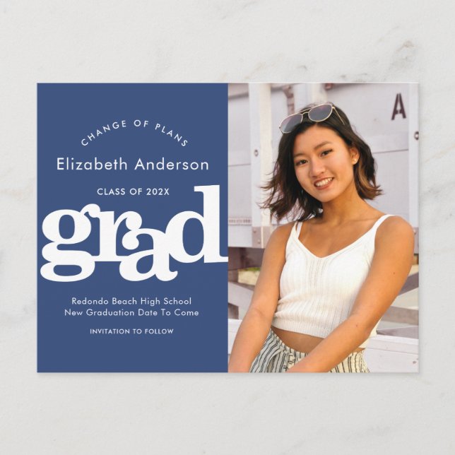 Cartão Postal De Convite Planos de mudança de marinho de fotografia de grad (Frente)