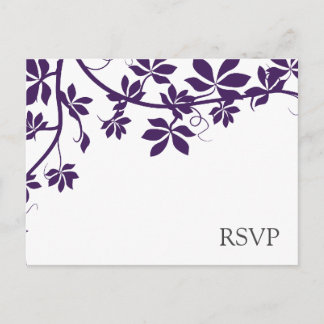 Cartão Postal De Convite Plum E Placas De Resposta RSVP Brancas