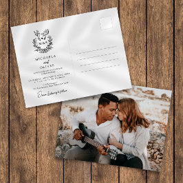 Cartão Postal De Convite Pombas Botânicas Minimalistas Elegante Casamento c