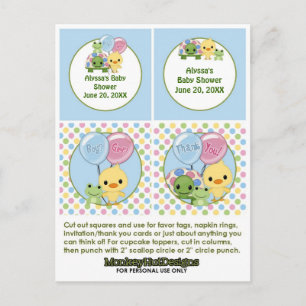 Cartão Postal De Convite Pond Pals Duck Chá de fraldas Topper Neutro