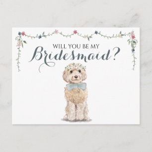 Cartão Postal De Convite Poodle Boo Cachorro Festa de Casamento Seja Minha 