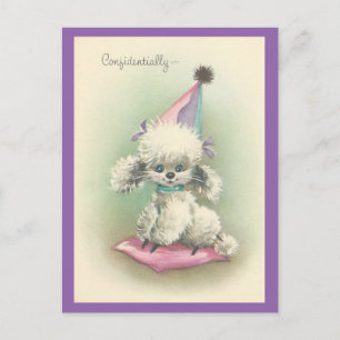 Cartão Postal De Convite Poodle do Partido Vintage