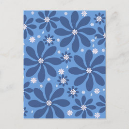 Cartão Postal De Convite Portas copos de padrão floral azul - acesso à Na m