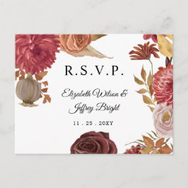 Cartão Postal De Convite PostCard RSVP do Casamento outono de outono Botâni