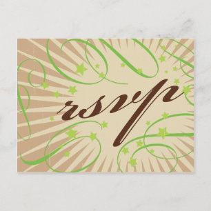Cartão Postal De Convite Poster Rustic: RSVP de Casamento Verde da Apple