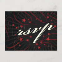 Poster Rustic: RSVP de Casamento Vermelho e Negro