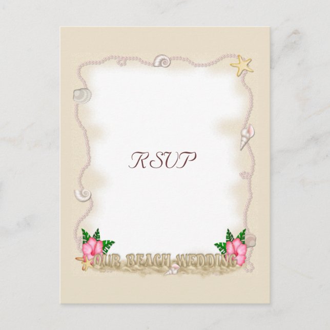 Cartão Postal De Convite Praia Wedding RSVP (Frente)