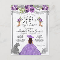 Prata Floral Roxo Charra Boot Horse Quinceanera
