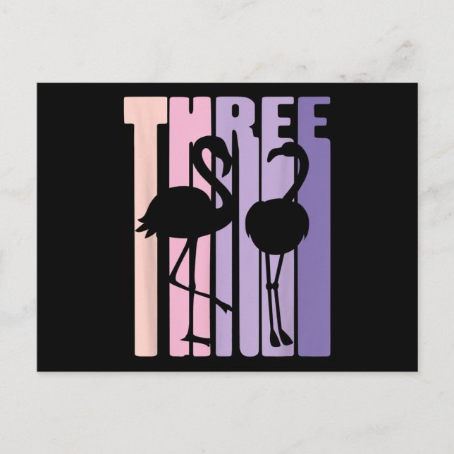 Cartão Postal De Convite Presente de 3º Aniversário Fofo Eu Flamingo Eu 3 A (Frente)