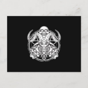 Cartão Postal De Convite Presente de Bode Baphomet Crânio de Açúcar