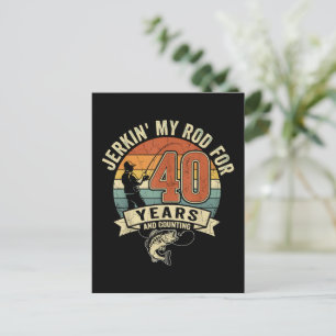 Cartão Postal De Convite Presente engraçado de 40º aniversário de pesca