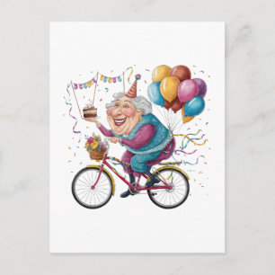 Cartão Postal De Convite Presente engraçado de aniversário da vovó de cicli