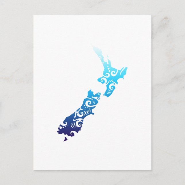 Cartão Postal De Convite Presente Mapa da Nova Zelândia Maori Tatuagem Trib (Frente)