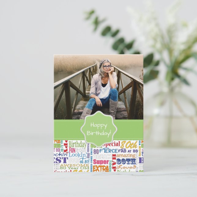 Cartão Postal De Convite Presentes De Festa de aniversário De 80 Especial E (Em pé/Frente)
