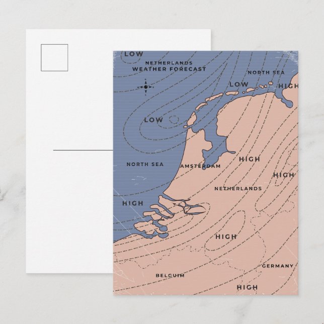 Cartão Postal De Convite Previsão do Tempo na Holanda (Frente/Verso)