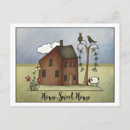 Cartão Postal De Convite Primitivo Salt Box Home Housearming Party |