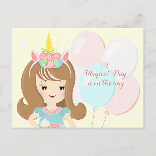 Cartão Postal De Convite Princesa Unicorn (Frente)