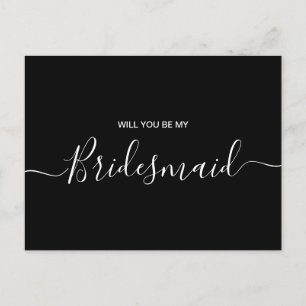 Cartão Postal De Convite Proposta de Bridesmaid de Caligrafia Minimalista M