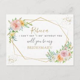 Cartão Postal De Convite Proposta de BRIDESMAID para a Elegante Floral e pa
