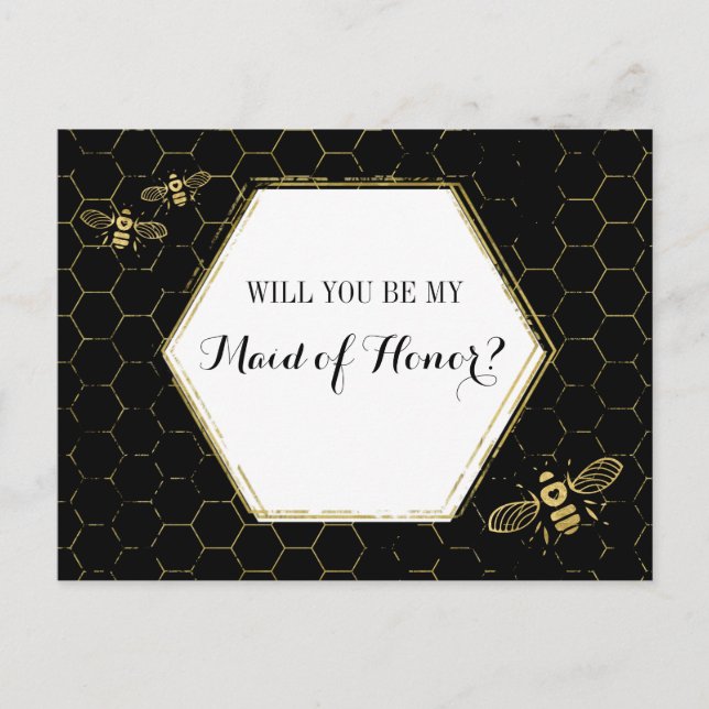 Cartão Postal De Convite Proposta de Madrinha de casamento Personalizada Do (Frente)