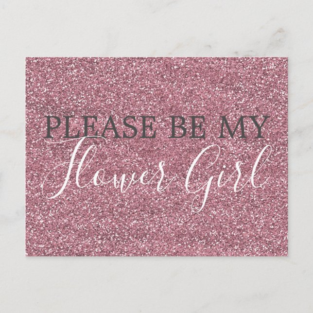 Cartão Postal De Convite Proposta de Menina Flor Cinzenta Cinzenta Rosa (Frente)