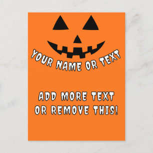 Cartão Postal De Convite Pumpkin Personalizado Halloween Seu Nome E Texto