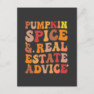 Cartão Postal De Convite Pumpkin Spice & Imóveis Advice Engraçado Groovô