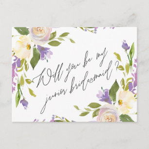 Cartão Postal De Convite Purple Greenery Floral É Minha Mãe De Cabeça Júnio