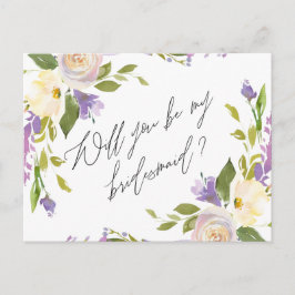 Cartão Postal De Convite Purple Greenery Floral É Minha Proposta De Bridesm