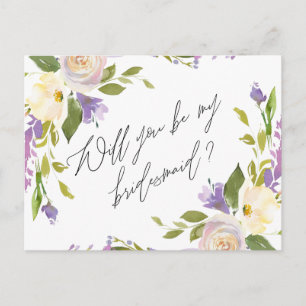 Cartão Postal De Convite Purple Greenery Floral É Minha Proposta De Bridesm