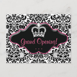 Cartão Postal De Convite Quadro Cor-de-rosa preto Damask Cartão-Postal Salo