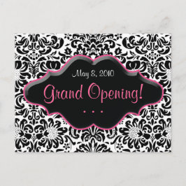 Cartão Postal De Convite Quadro Cor-de-rosa preto Damask Cartão-Postal Salo