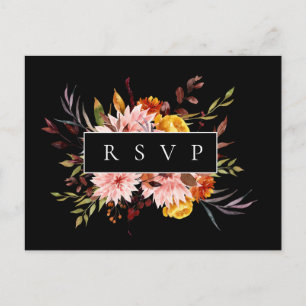 Cartão Postal De Convite Quadro de Outono Rústico para Casamento RSVP Pedid