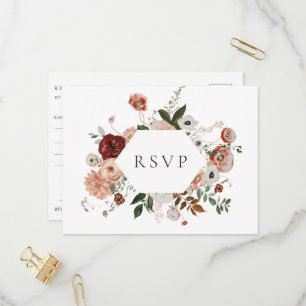 Cartão Postal De Convite Quadro Floral de Outono Casamento Pedido de Música