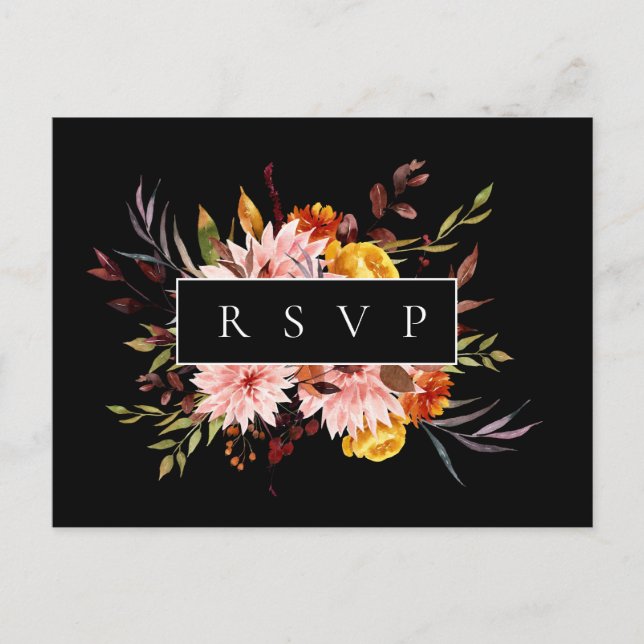 Cartão Postal De Convite Quadro Rústico de Outono Casamento RSVP Pedido de  (Frente)