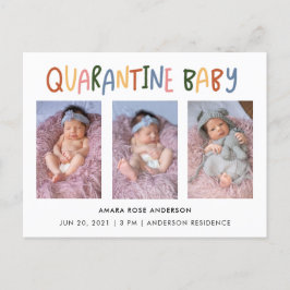 Cartão Postal De Convite Quarentena Colorida Bebê 3 Foto Nascimento