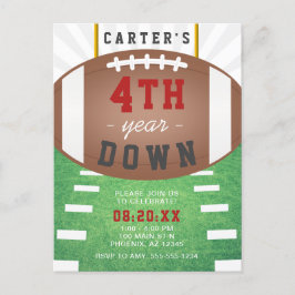 Cartão Postal De Convite Quarto Ano de Baixo Tema de Futebol 4º Aniversário